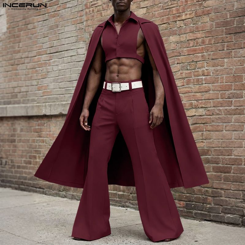 Men'S Fashion 2026 - طقم رجالي من INCERUN بلون موحد