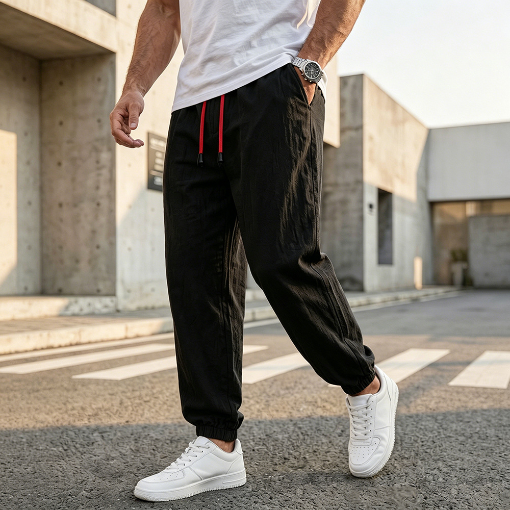 Men Fashion King - بنطلون رجالي كاجوال فضفاض من القطن