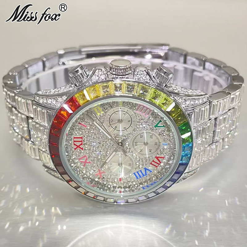 Men'S Fashion Magazine - MISSFOX الفاخرة مثلج ساعة للرجال موضة
