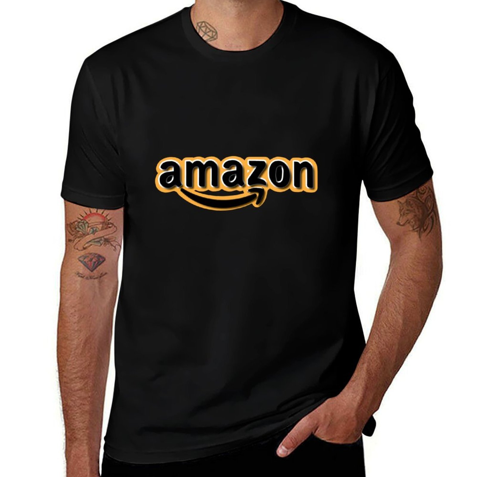 Amazon Men'S Fashion - تي شيرت بتصميم شعار أمازون، أزياء