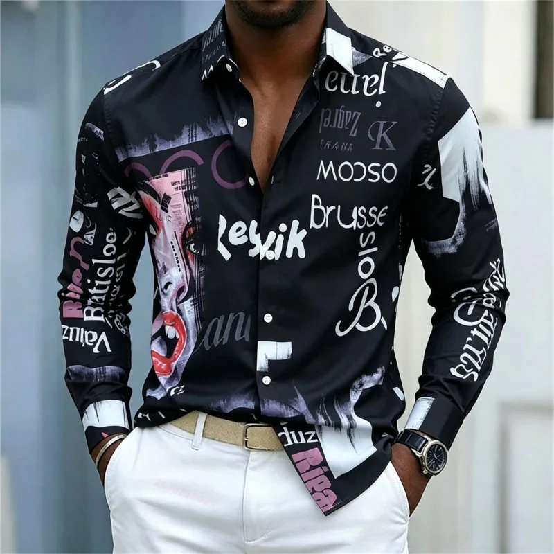 قميص رجالي مطبوع بأكمام طويلة، - مراجعة Mens Fashion Casual وسعره