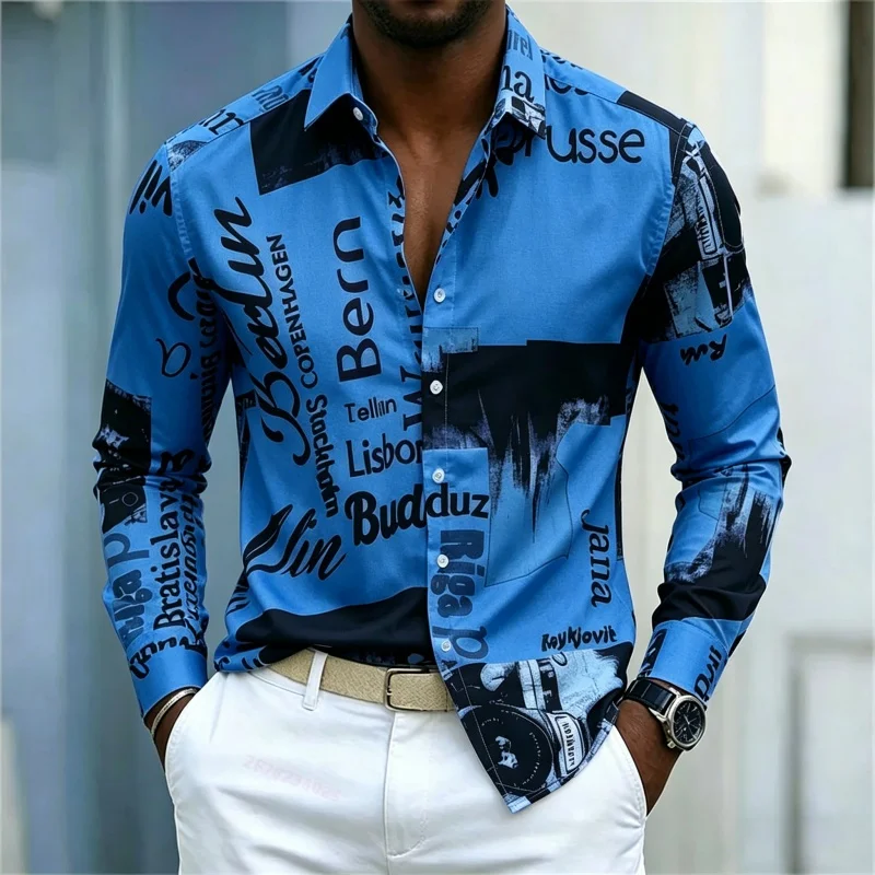 قميص رجالي مطبوع بأكمام طويلة، - مراجعة Mens Fashion Casual وسعره