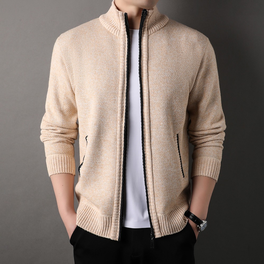 سترة رجالية منسوجة بياقة قائمة - مراجعة Men'S Fashion Zip Sweater وسعره