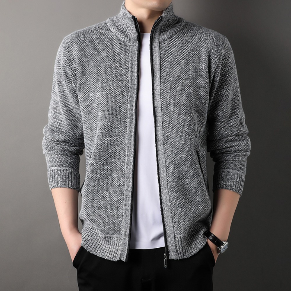 سترة رجالية منسوجة بياقة قائمة - مراجعة Men'S Fashion Zip Sweater وسعره