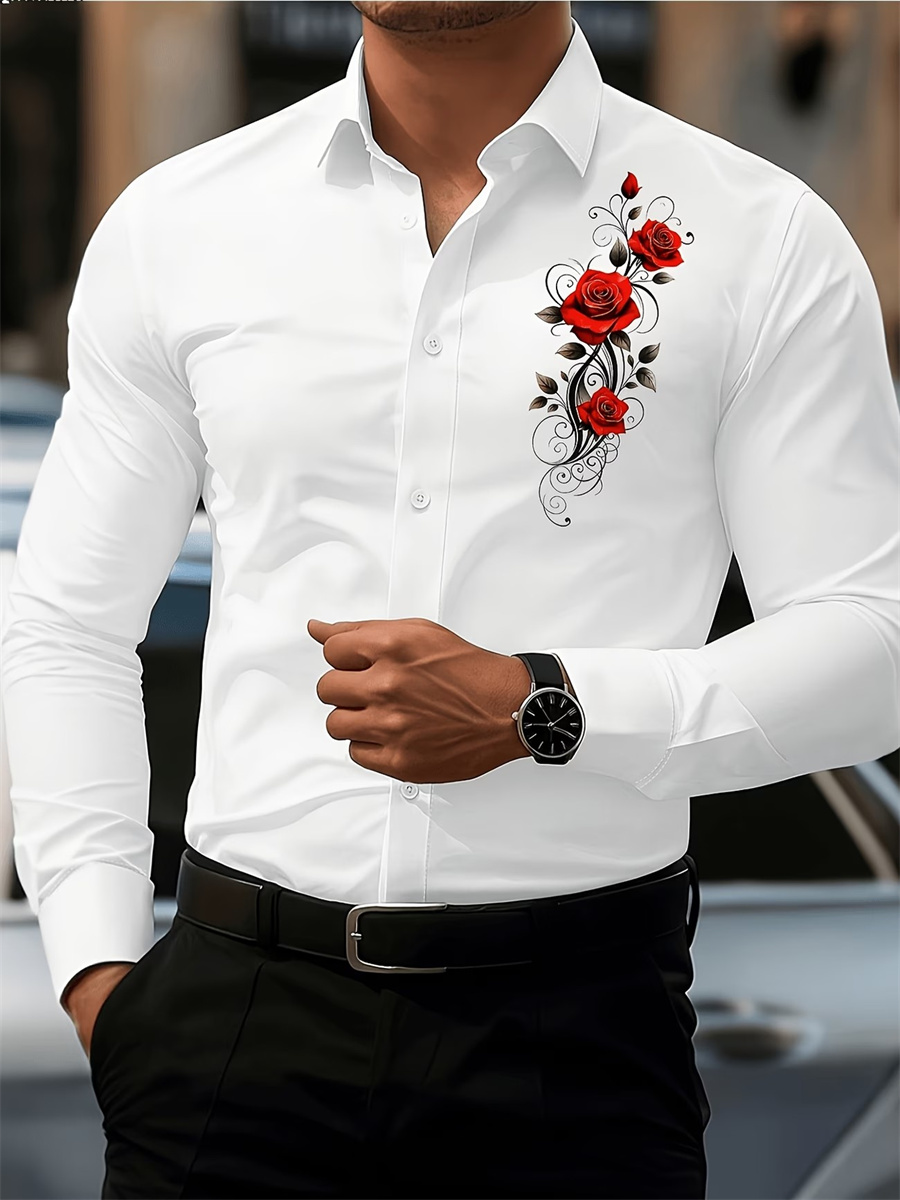 قميص رجالي بأكمام طويلة مزين ب - مراجعة Mens Fashion Casual وسعره