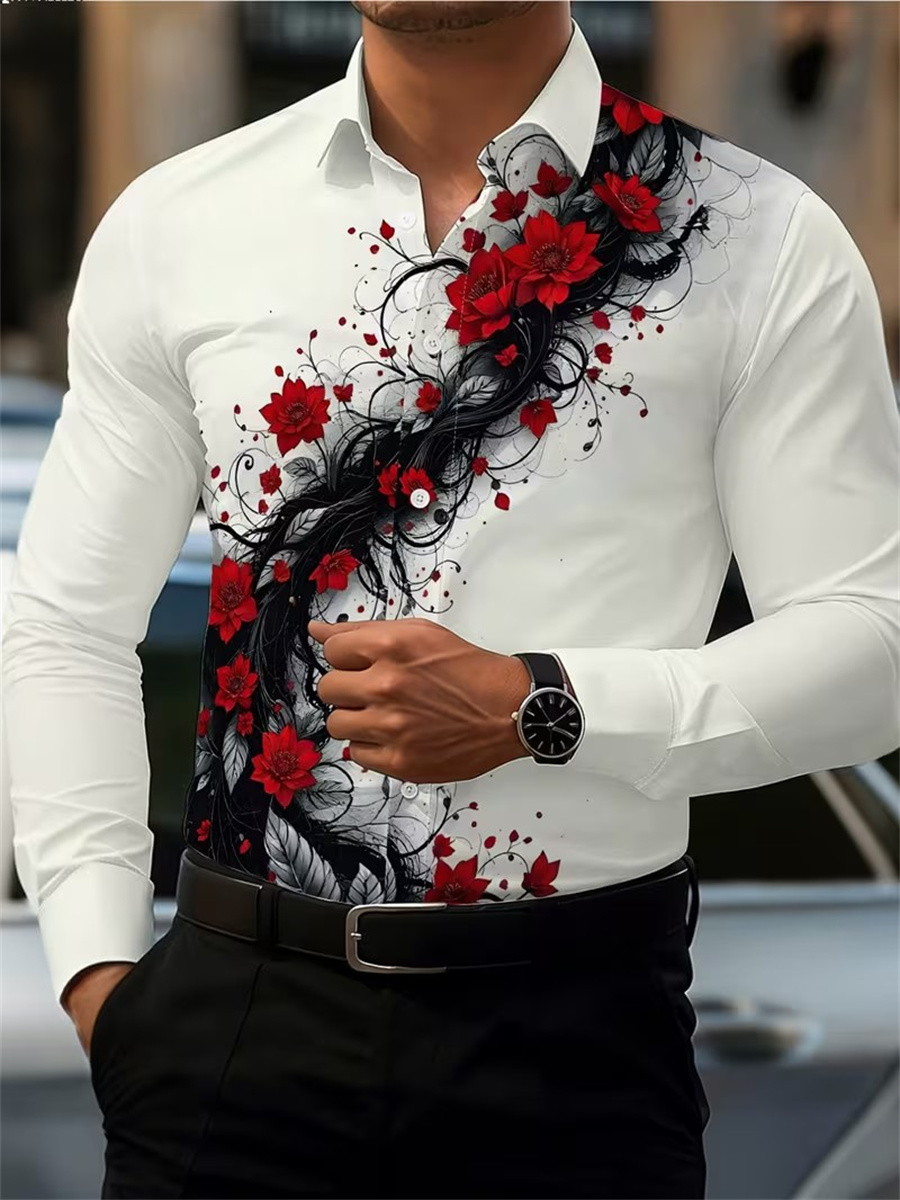 قميص رجالي بأكمام طويلة مزين ب - مراجعة Mens Fashion Casual وسعره