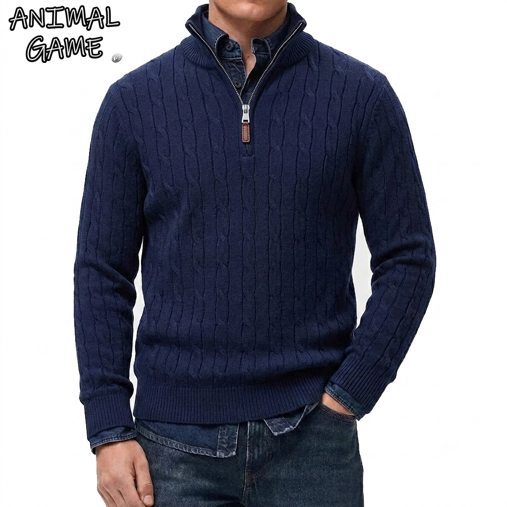 سترة رجالية كاجوال بياقة قائمة - مراجعة Men'S Fashion Zip Sweater وسعره