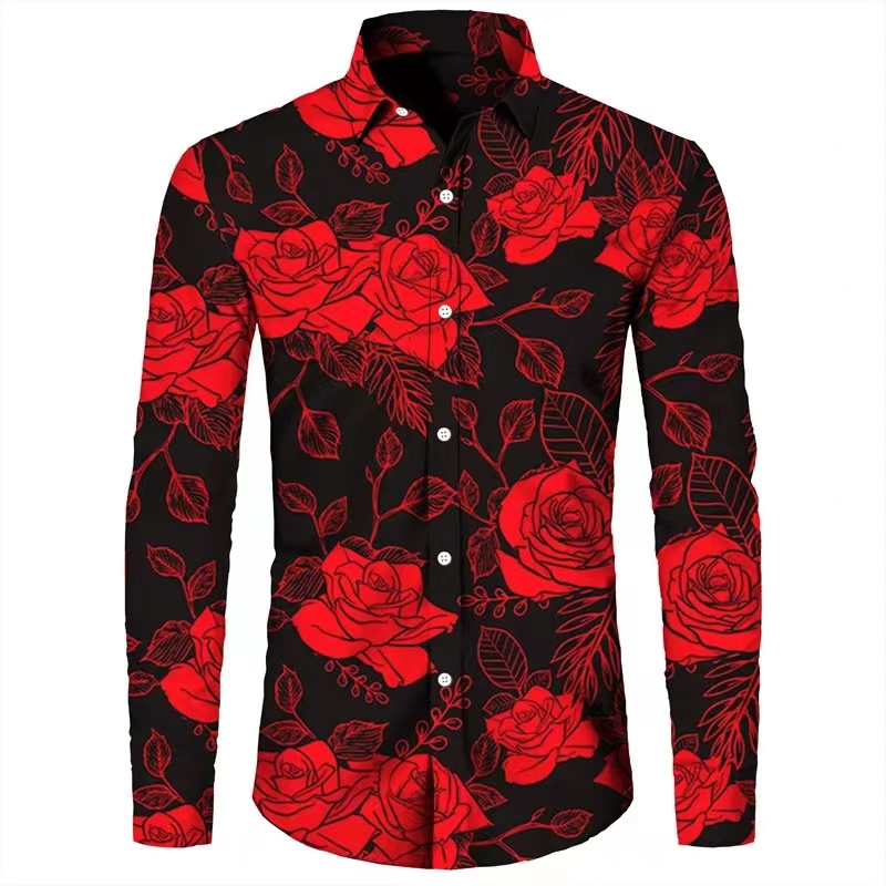 قمصان رجالية بأكمام طويلة بطبع - مراجعة Mens Fashion Casual وسعره